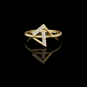 0.30 TCW Signature Collection Modern Chevron Lab Grown Diamond Ring in Polished Gold