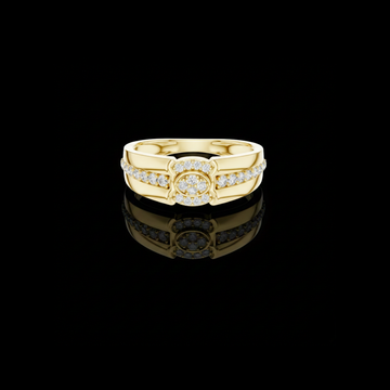 0.52 TCW Luxurious Round Moissanite Diamond Cluster With Pave Accents Wide Statement Ring