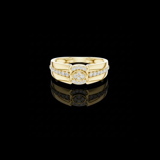 0.52 TCW Luxurious Round Moissanite Diamond Cluster With Pave Accents Wide Statement Ring