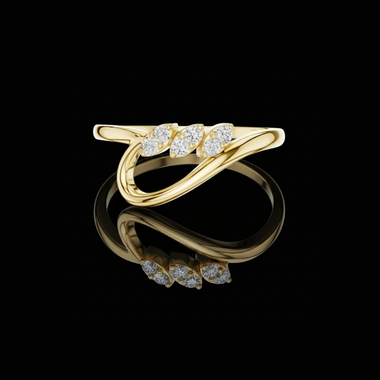 0.09 TCW Elegant Ring with Round Moissanite Diamonds Modern Curved Band for Women