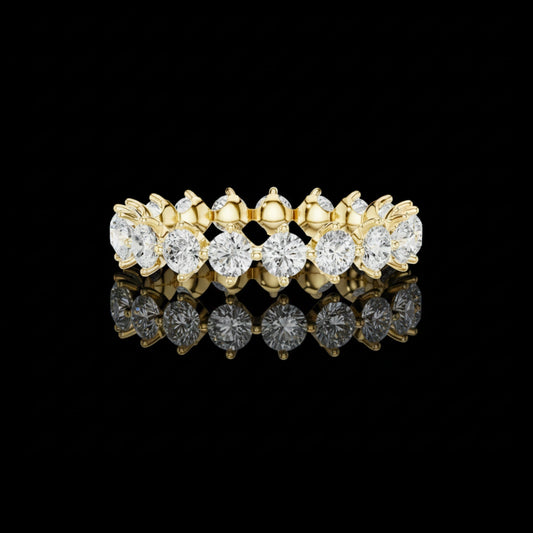 2.09 TCW Sparkling Radiant Round Cut Moissanite Diamond Eternity Band in Gold For Loved
