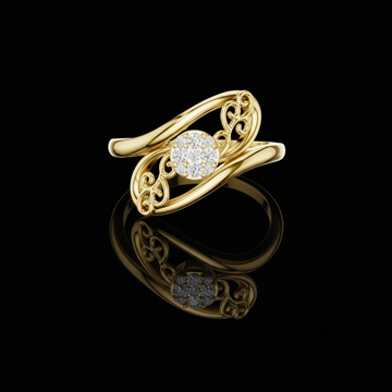 0.70 TCW Artistic Filigree Round Moissanite Diamond Cluster Ring Delicate Swirl Design Fine Jewelry Gift for Her