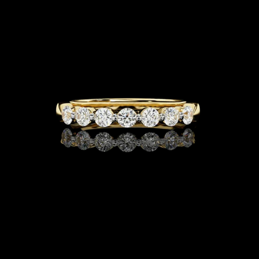0.70 TCW Shiny Round Brilliant Moissanite Diamond Shared Prong Band A Delicate Yet Dazzling Expression of Timeless Sparkle