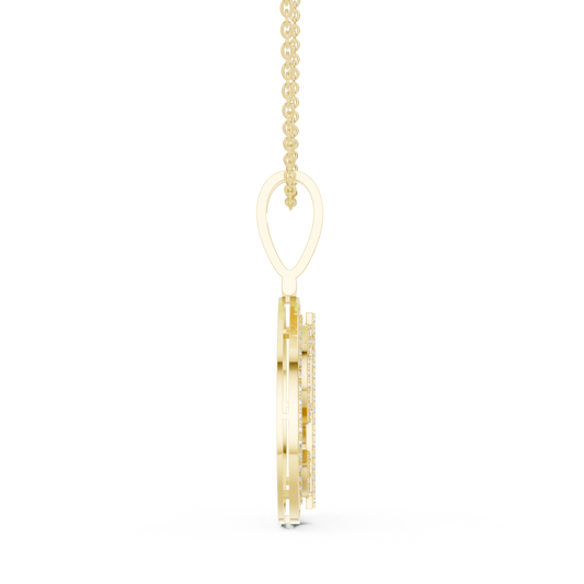 Men's Iced Out Dollar Symbol Circle Pendant with - view 4