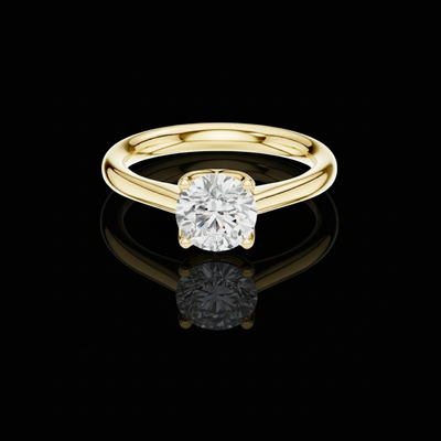 Round Cut Moissanite Solitaire Ring Four Prong Engagement Ring