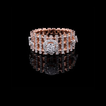1.00 CT Vertical Pave Links and a Center Round Cut Lab Grown Diamond with Halo Accents
