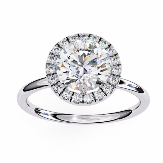 Round Cut Halo Lab Diamond Engagement Ring with Slim Band - view 4