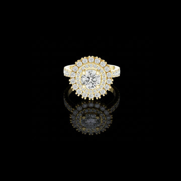 2 CT Sparkling Crown Round Lab Diamond Double Halo Ring with Pave Split Shank Band For Her