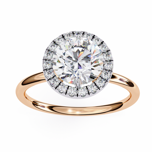 Round Cut Halo Lab Diamond Engagement Ring with Slim Band - view 3