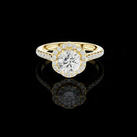 1.15 CT Sparkling Brilliant Round Halo Ring with Pave Moissanite Diamond Band Bridal Design For Bride