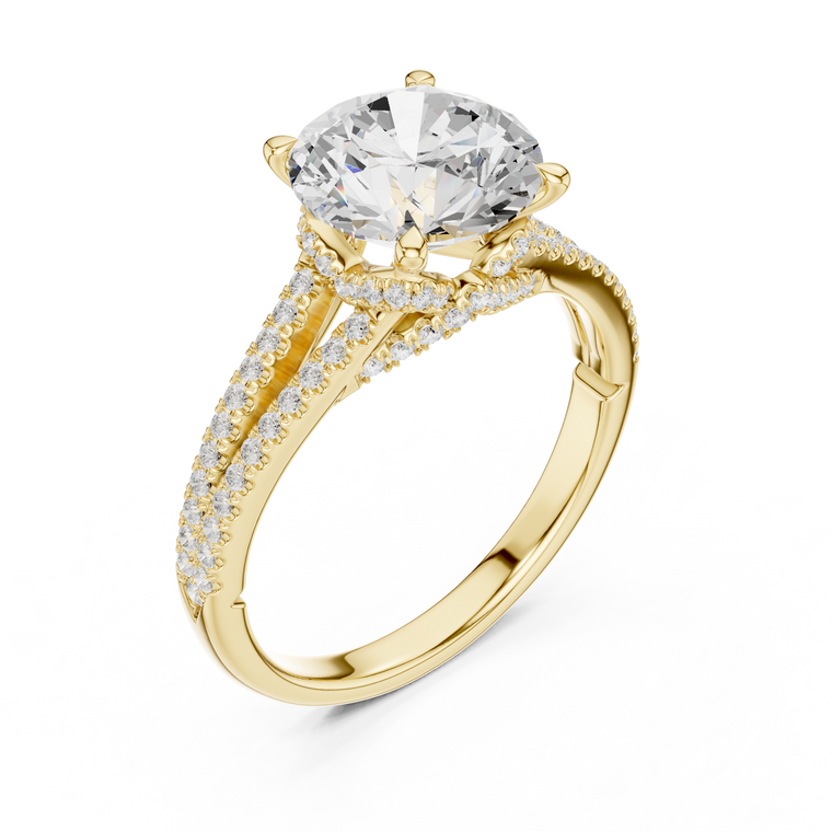 Round Cut Lab Diamond Split Shank Pave Setting Ring - view 2