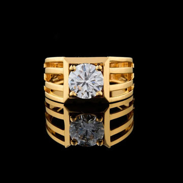 3.00 TCW Majestic Men’s Solitaire Ring with Round Brilliant Cut Lab Grown Diamond Inspired Center Stone