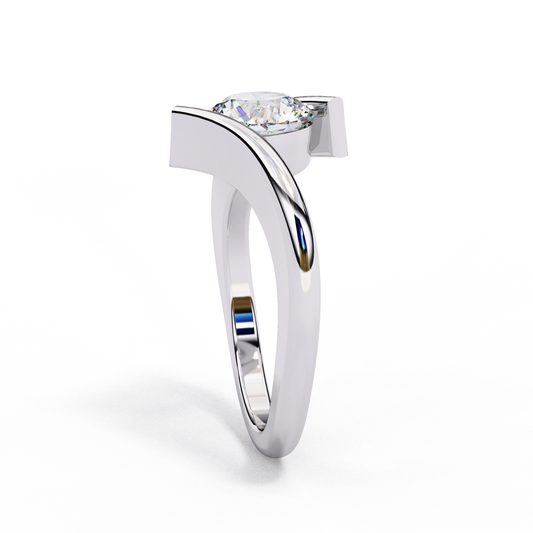 Round Cut Bypass Band Solitaire Ring - view 4