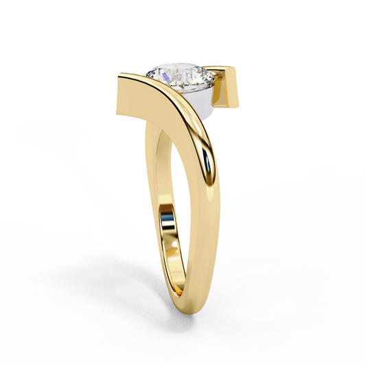 Round Cut Bypass Band Solitaire Ring - view 2