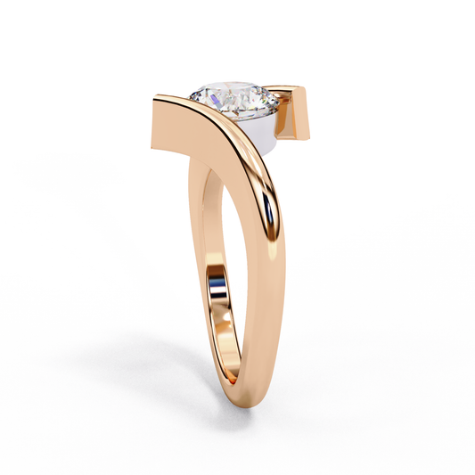 Round Cut Bypass Band Solitaire Ring - view 3