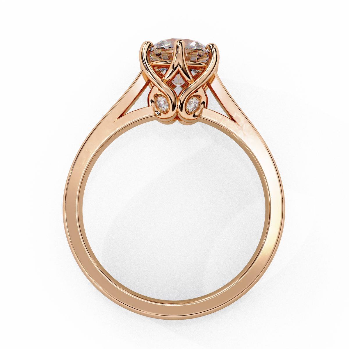 Rose gold ring with a diamond 