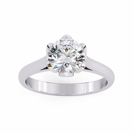 Round Cut Moissanite Cathedral Solitaire Ring With Hidden Stone - view 4