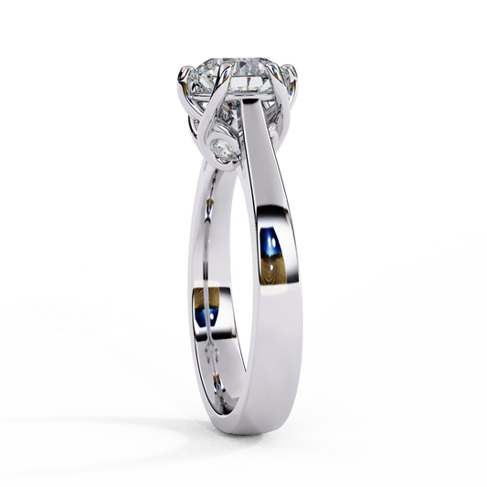 Round Cut Moissanite Cathedral Solitaire Ring With Hidden Accents - view 2