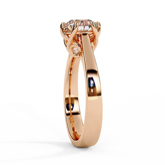 Round Cut Lab Diamond Cathedral Solitaire Ring With Hidden Accents - view 4