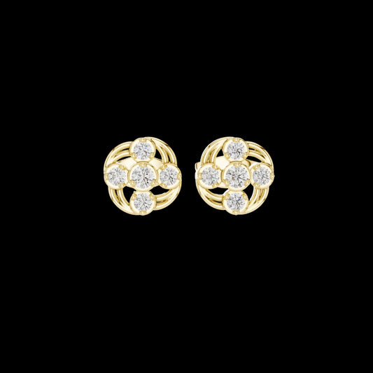 0.24 TCW Celestial Swirl Round Moissanite Cluster Stud Earrings with Radiant Circular Brilliance For Party
