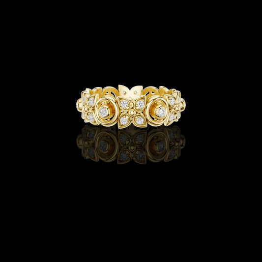 0.36 TCW Royal Bloom Lab Grown Round Cut Diamond Sculpted Floral Brilliance Couture Luxury Band
