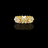 0.70 TCW Royal Bloom Lab Grown Round Cut Diamond Sculpted Floral Brilliance Couture Luxury Band