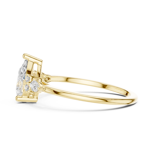 Pear Cut Moissanite Engagement Ring With Sidestone - view 4