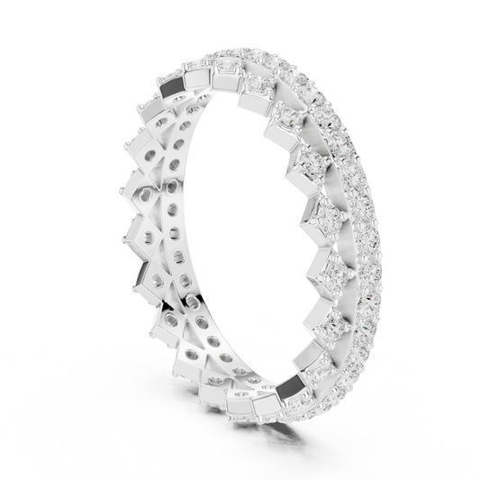 Round Cut Double Row Lattice Lab Diamond Eternity Band Ring - view 3