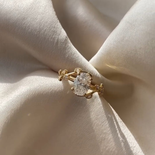 2.95 CT Glamour Moissanite Oval Cut Royal Vintage Floral Design For Princess