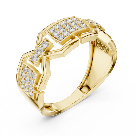 0.46 TCW Bright Moissanite Round Cut Diamond Heavy Iced Setting Bold Men’s Statement Ring