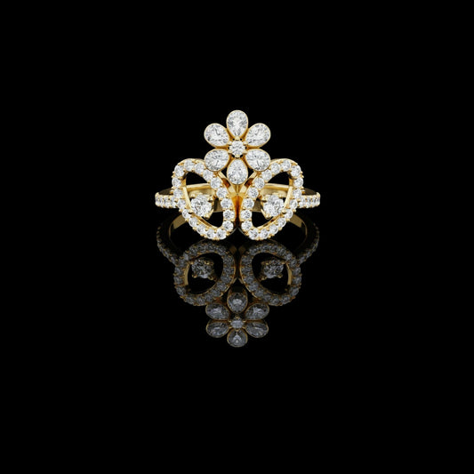 0.70 TCW Classic Moissanite Round Cut Diamond Floral Diamond with Elegant Designer Ring