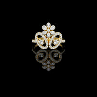 0.70  TCW Classic Lab Grown Round Cut Diamond Floral Diamond with Elegant Designer Ring
