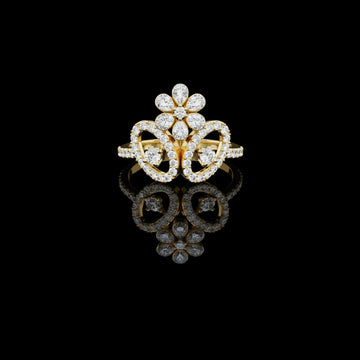 0.70  TCW Classic Lab Grown Round Cut Diamond Floral Diamond with Elegant Designer Ring