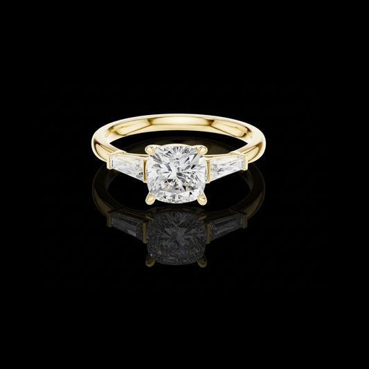 1.42 CT Gleaming Three Stone Moissanite Cushion Cut Diamond Ring For Special One