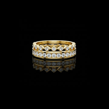 1.71 TCW Royal Diamond Lattice Band with Double Row Moissanite Round-Cut Diamonds For Her