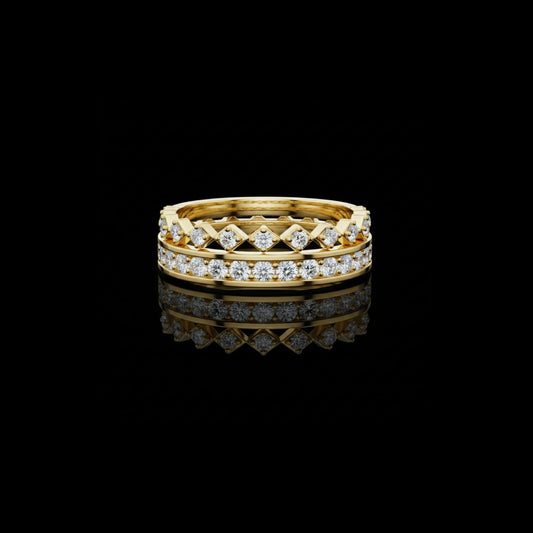 0.71 TCW Royal Diamond Lattice Band with Double Row Moissanite Round-Cut Diamonds For Her