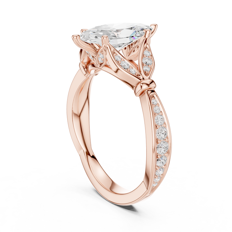 Marquise Cut Moissanite Wedding Ring - view 2