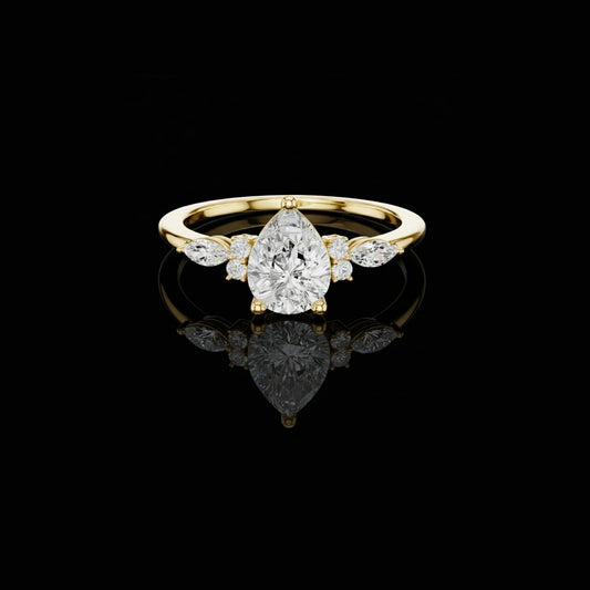 2.00 CT Vintage Moissanite Pear Cut Diamond Ring Premium Bridal Statement Ring
