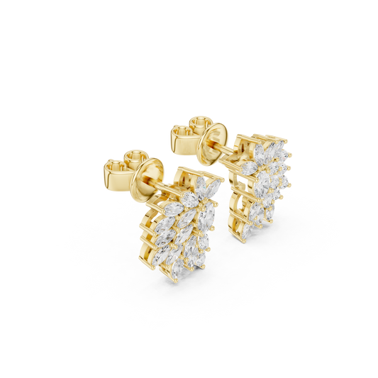 Floral Marquise Cut Leaf Cluster Stud Earrings - view 4
