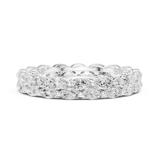 Scalloped Marquise Cut Lab Diamond Eternity Wedding Band - view 3