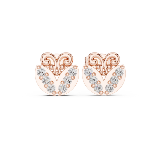 0.30 TCW Romantic Heart Moissanite Round Cut Diamond Earrings with Pave Diamond Inlay