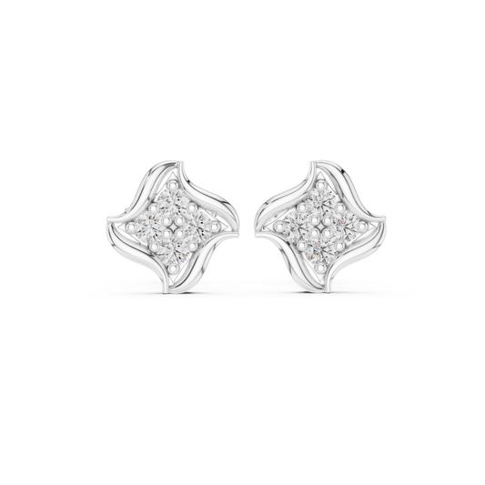 0.32 TCW Hand Finished Sculptural Floral Moissanite Diamond Stud Earrings Sustainable Luxury Jewelry For Gift
