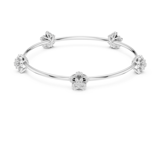 1.04 TCW Floral Moissanite Bangle Bracelet with Sculpted Blossoms - view 3