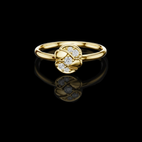 0.50 TCW Sculpted Petal Motif and Brilliant Moissanite Diamond Accents Ring