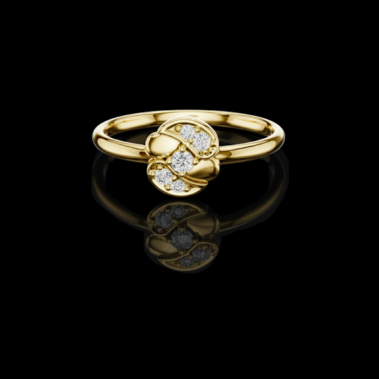 0.056 TCW Sculpted Petal Motif and Brilliant Lab Grown Diamond Accents Ring