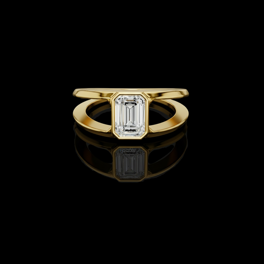 1.00 TCW Architectural Emerald Cut Moissanite Diamond Ring A Contemporary Icon of Luxury