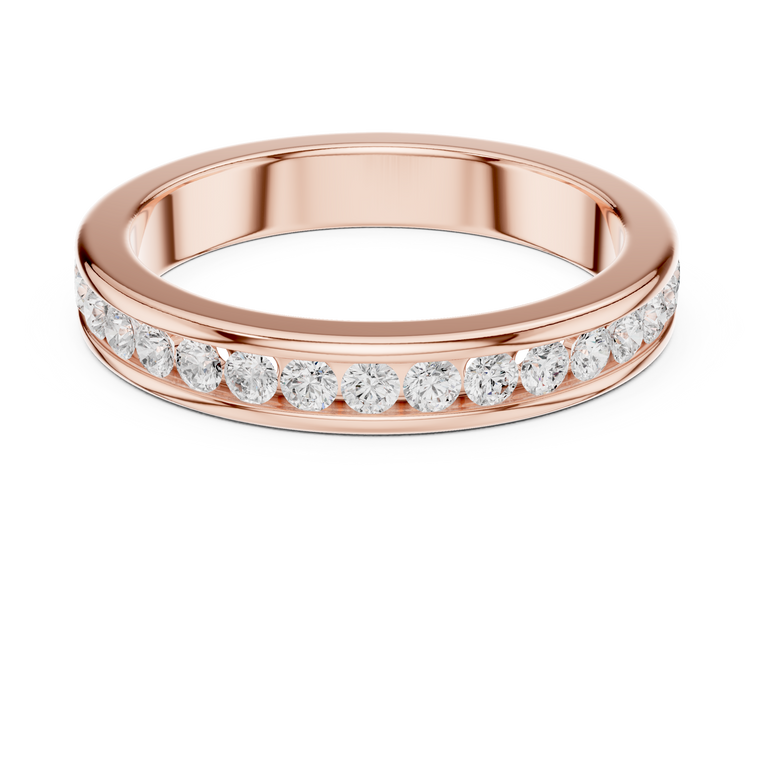 Round Lab Diamond Channel Set Wedding Band - view 2
