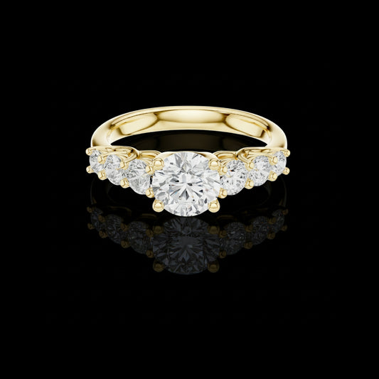 1.16 CT Luxe Craftsmanship Elegant Round Cut Lab Diamond Seven Stone Luxurious Ring