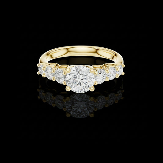 2.00 CT Luxe Craftsmanship Elegant Round Cut Lab Diamond Seven Stone Luxurious Ring