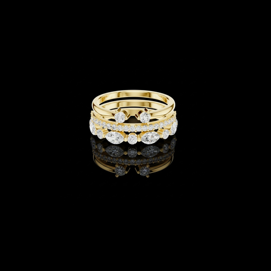 1.17 TCW Modern Gold Round Cut Moissanite Diamond Shared Prong Wedding Band For Bride
